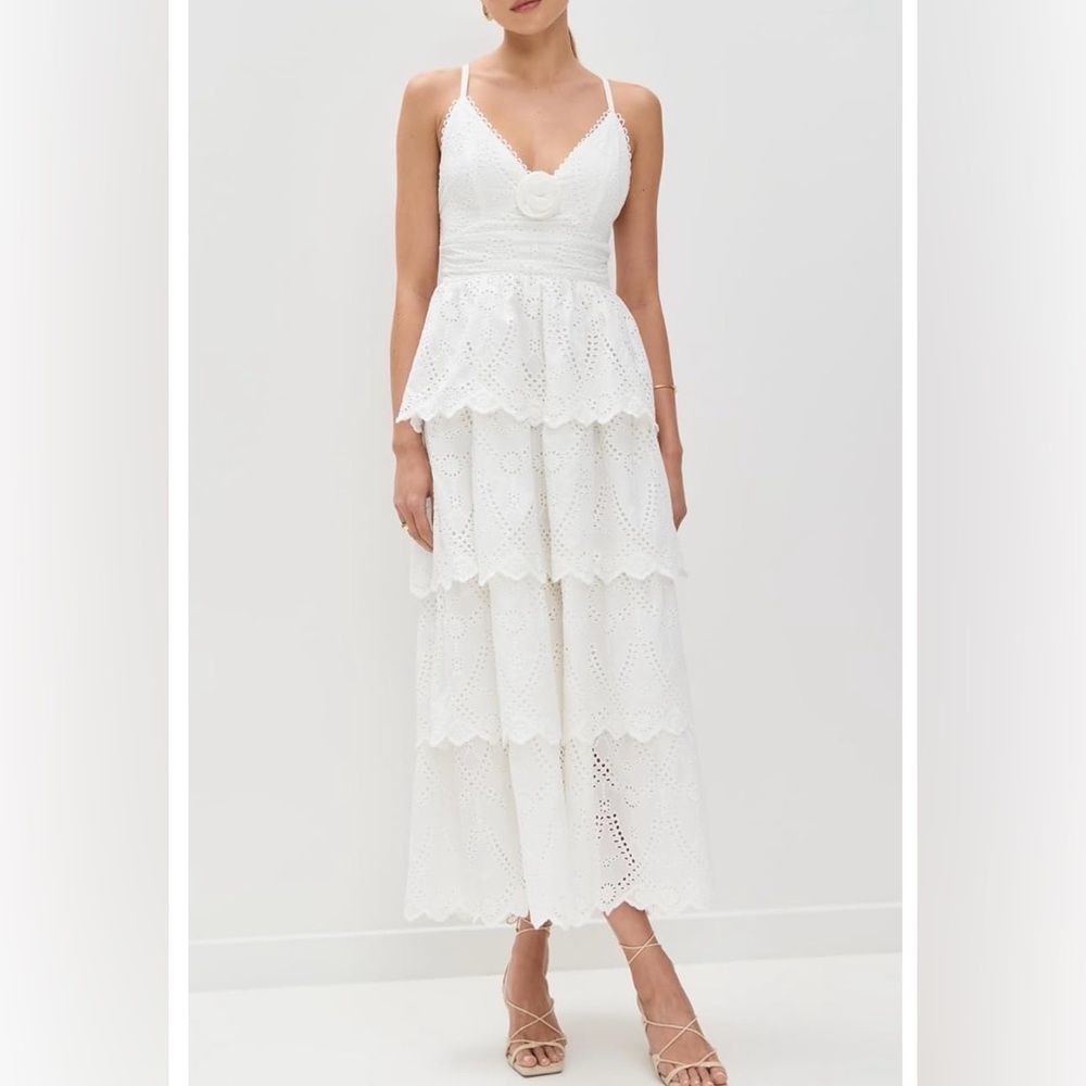 NEW ASTR White Eyelet Lace Maxi Dress